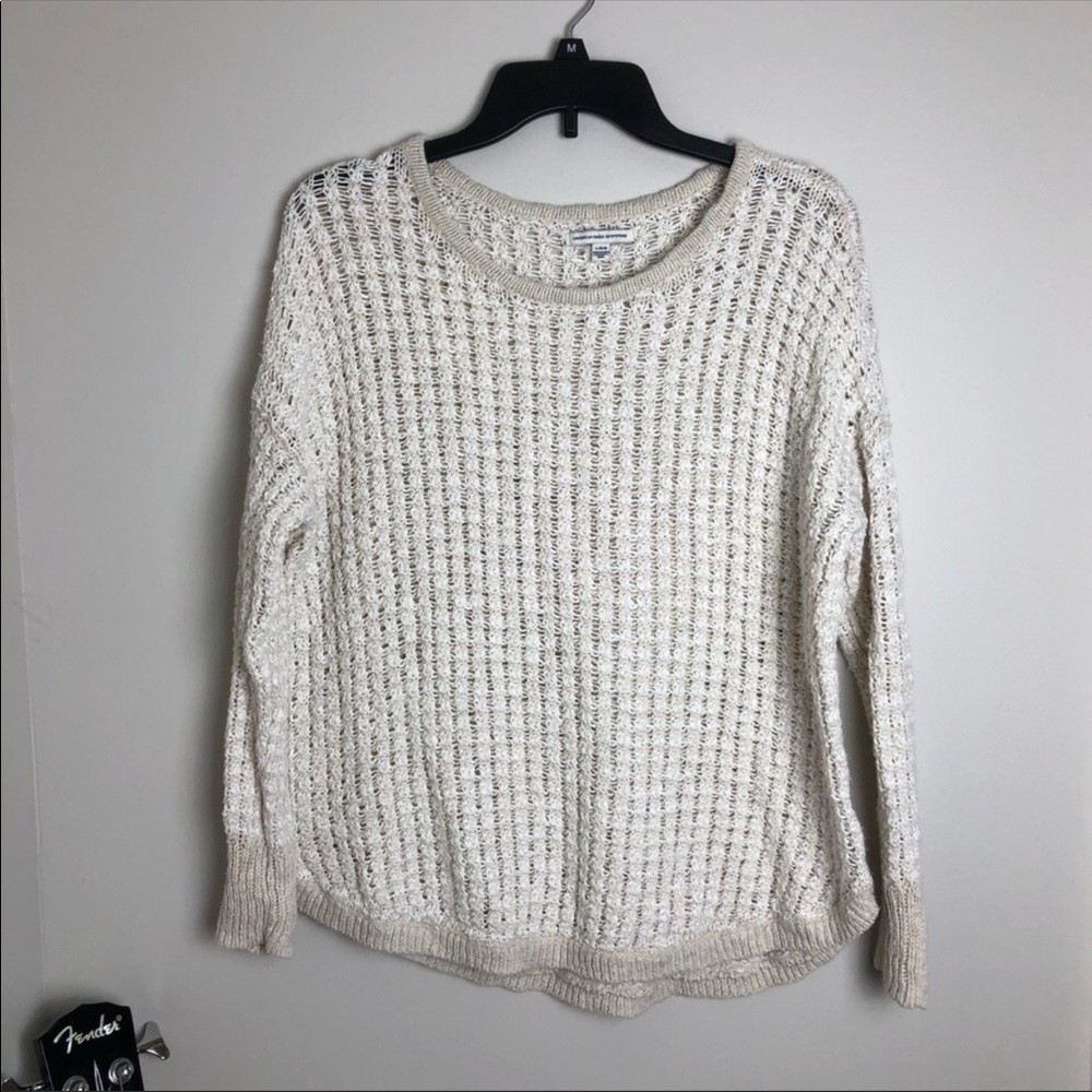 American Eagle Open Knit Cream Sweater L